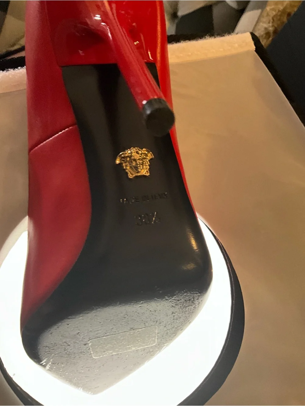 Versace Red Leather La Medusa Pumps- 38.5